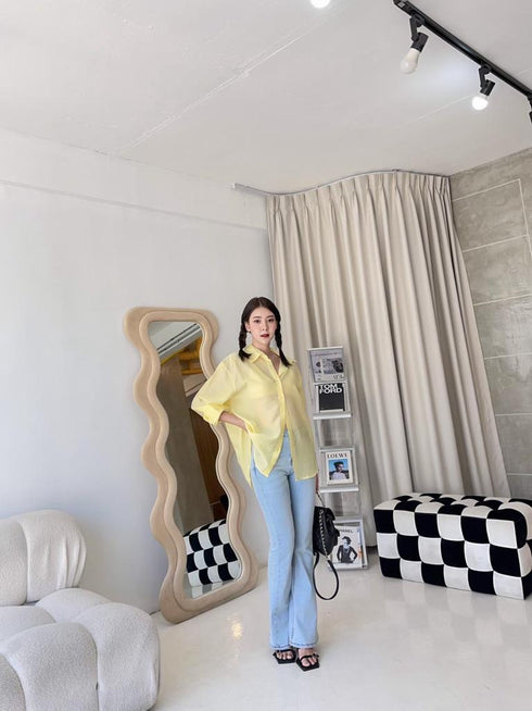 WANWAN See Through Long Sleeves Shirts